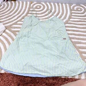 Lunya Good In Bed Striped Cotton Camisole Slip Dress With Pockets L